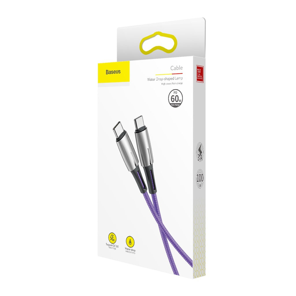 Baseus Water Drop Lamp Cable Type-C 3A 60W 1M - Black