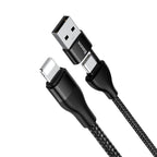Baseus 2-In-1 Cable USB-A+Type-C To Ip 18W Max 1M
