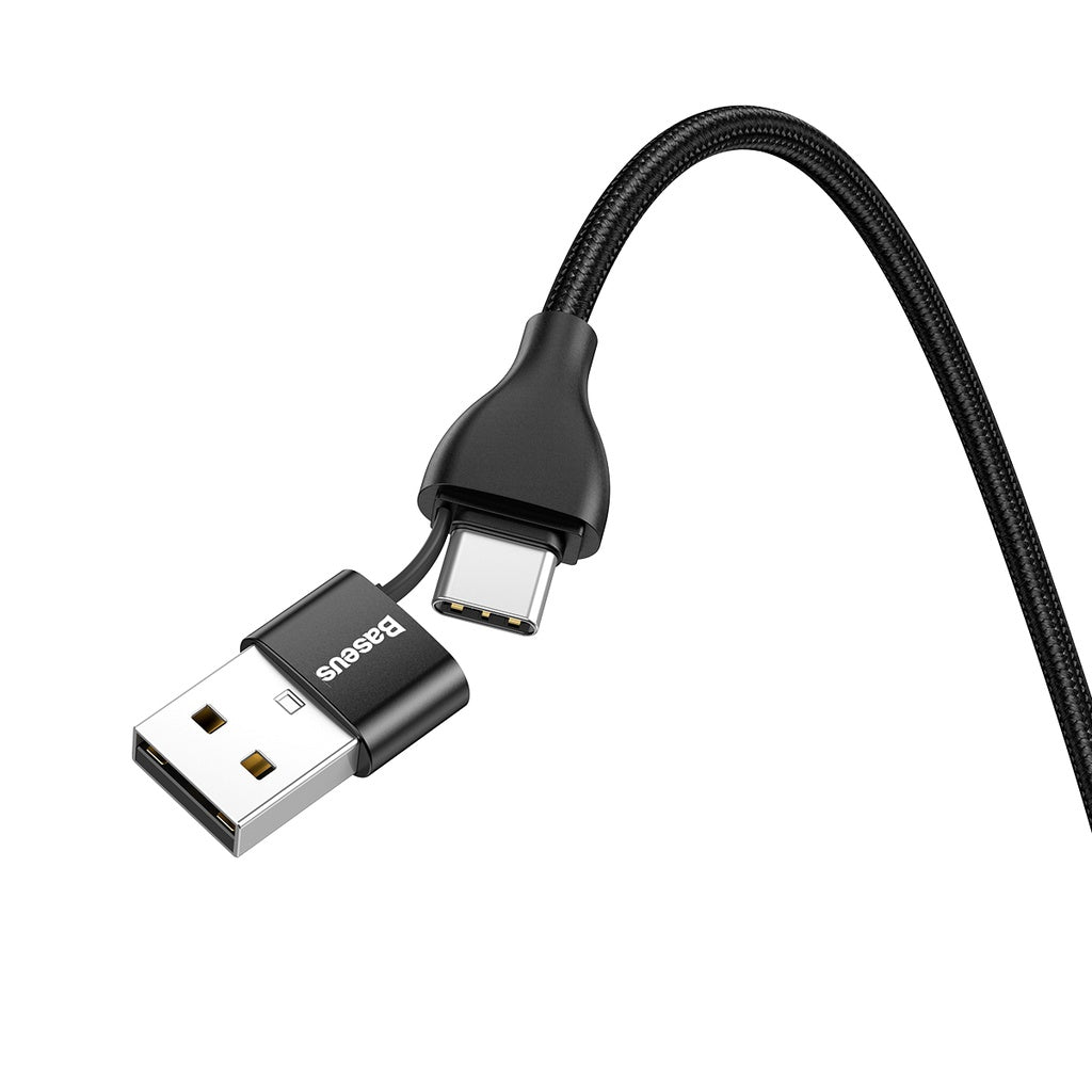 Baseus 2-In-1 Cable USB-A+Type-C To Ip 18W Max 1M