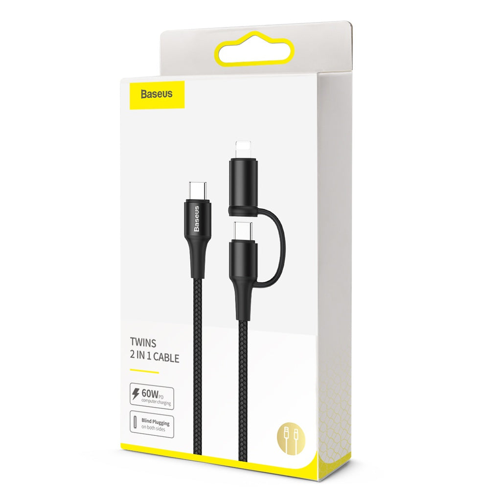Baseus Twins 2 In 1 Cable Type-C 60W PD Ip 2A 1M