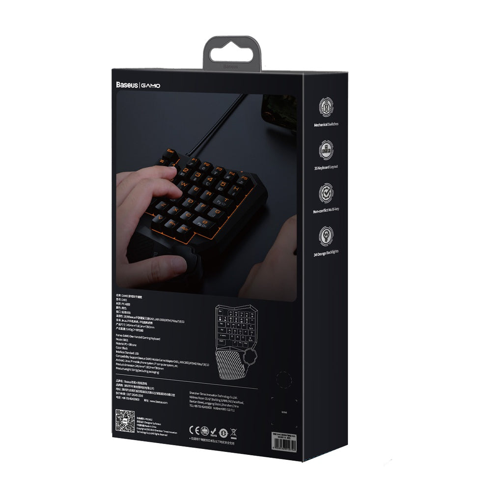 Baseus GAMO One-Handed Gaming Keyboard - Black