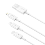 Baseus Superior Series Fast Charging Data Cable USB To M+L+C 3.5A 1.5M - White