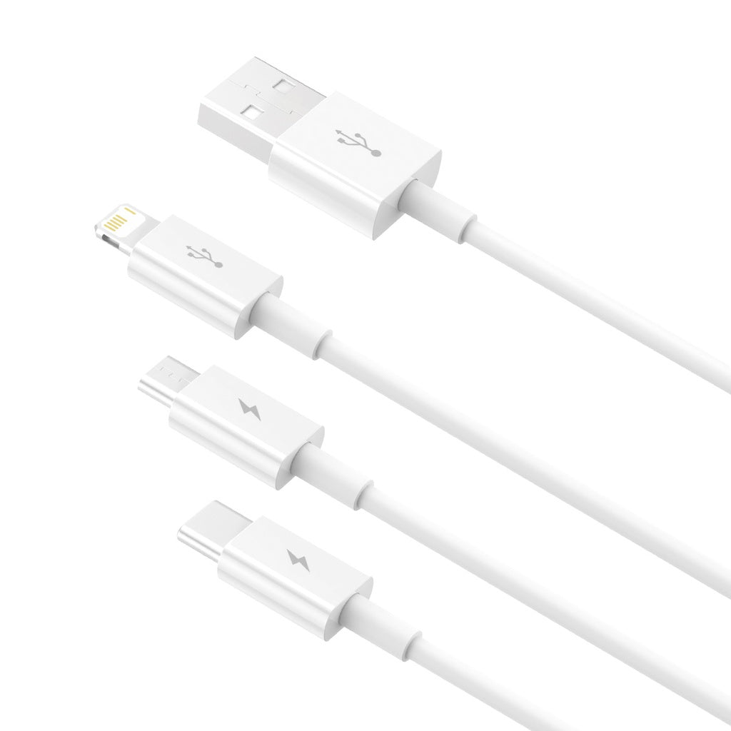 Baseus Superior Series Fast Charging Data Cable USB To M+L+C 3.5A 1.5M - White