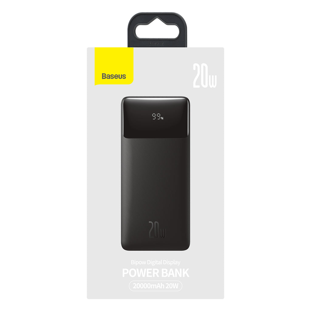Baseus Bipow Digital Display Power bank 20,000mAh 20W (NE) - Black