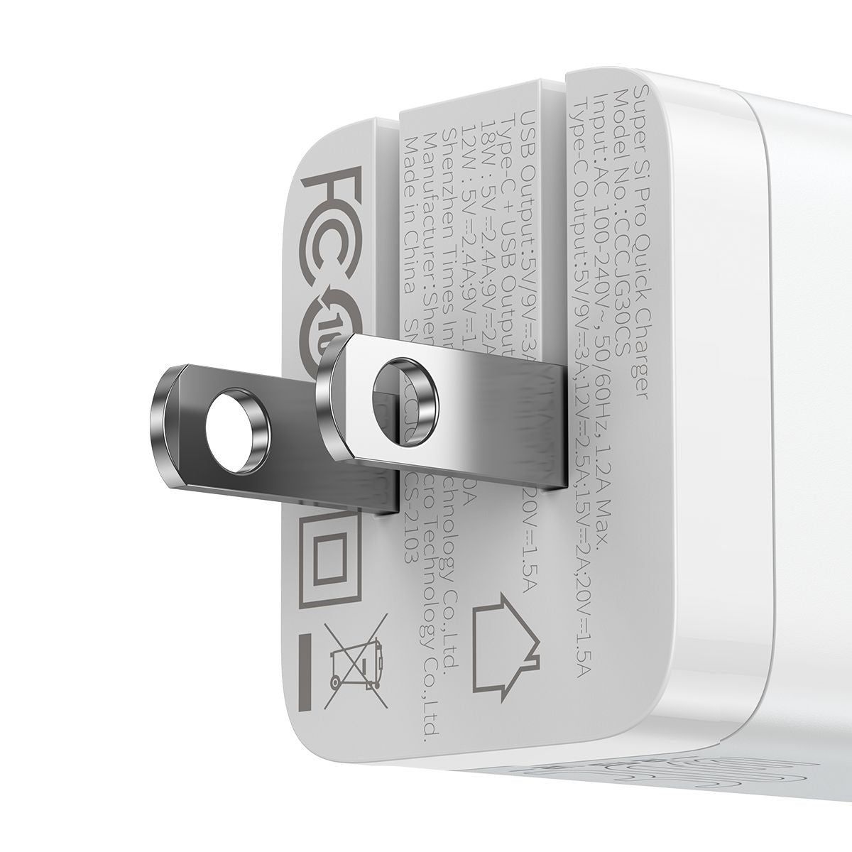 Baseus Super Si Pro Quick Charger C+U 30W US - White